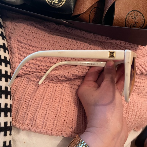 LAURA BIAGIOTTI Rare VINTAGE square oversized pearl flat top sunglasses *Lens* - Picture 14 of 16